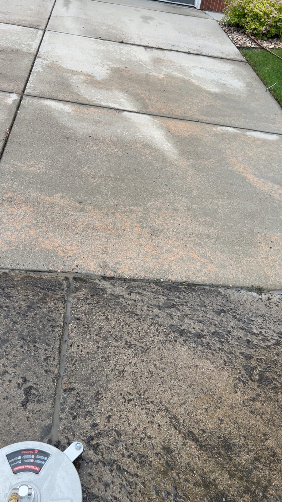 Driveway pressure washing before and after